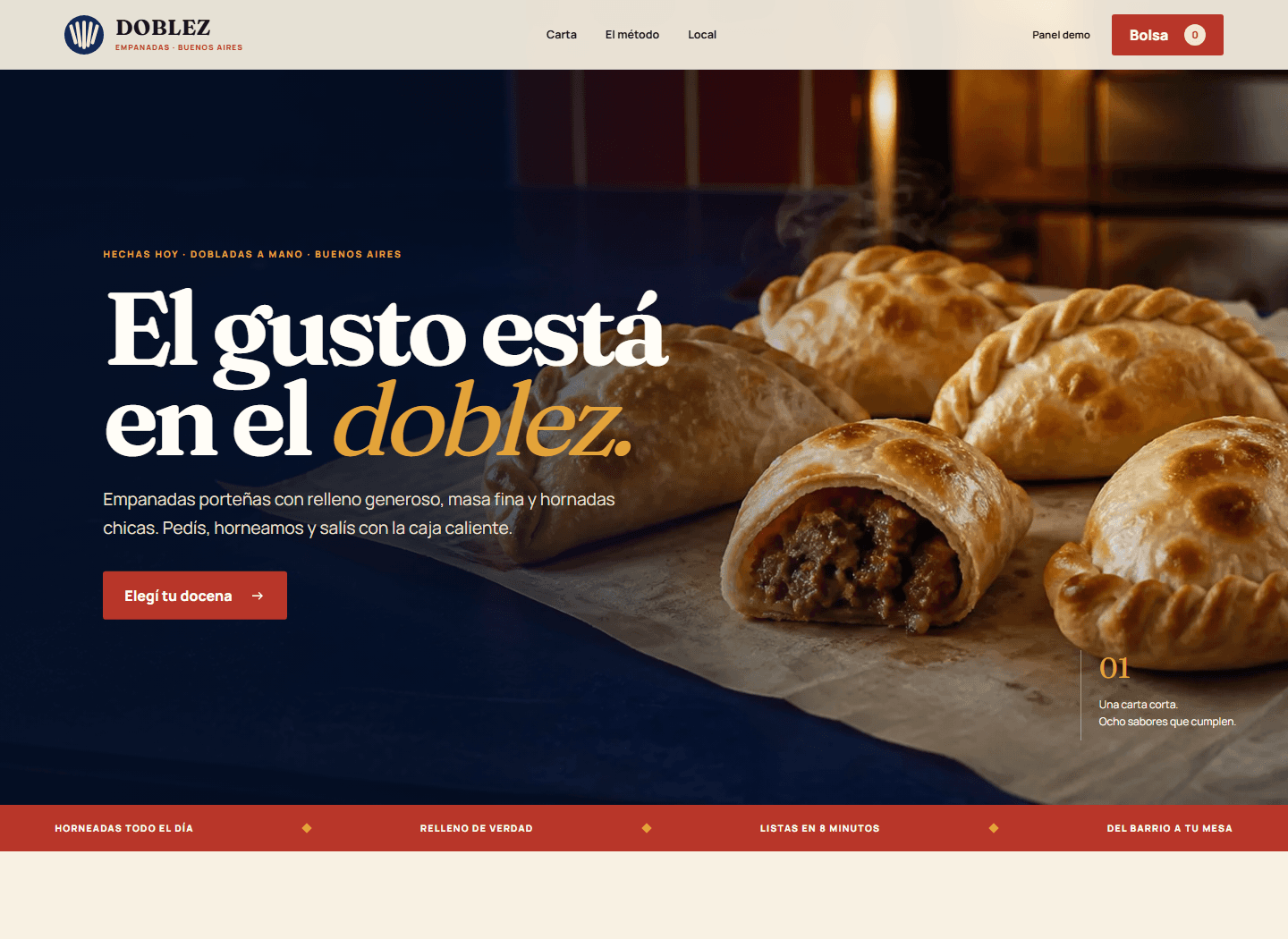 Sitio web de Doblez Empanadas de Buenos Aires